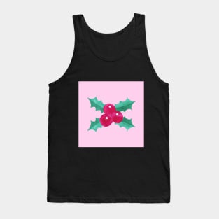 Pink Seasonal Holly Berries Tank Top